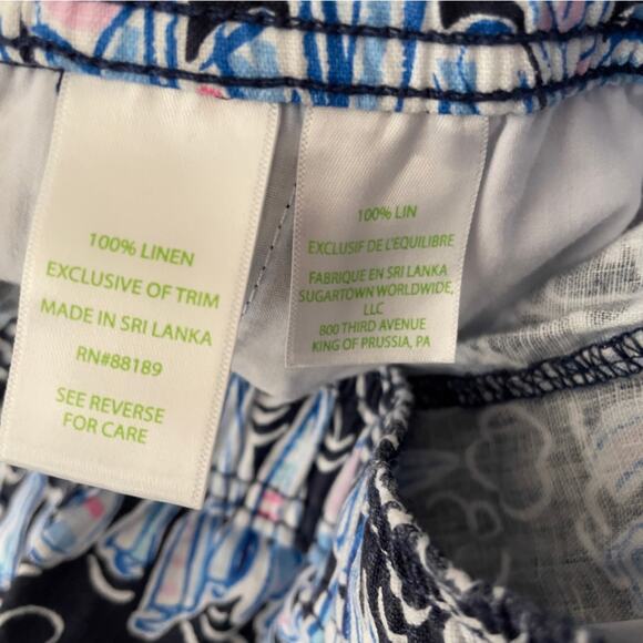 Lilly Pulitzer Taron Linen Pants Low Tide Sailboats Small Coastal Nautical - Picture 11 of 14